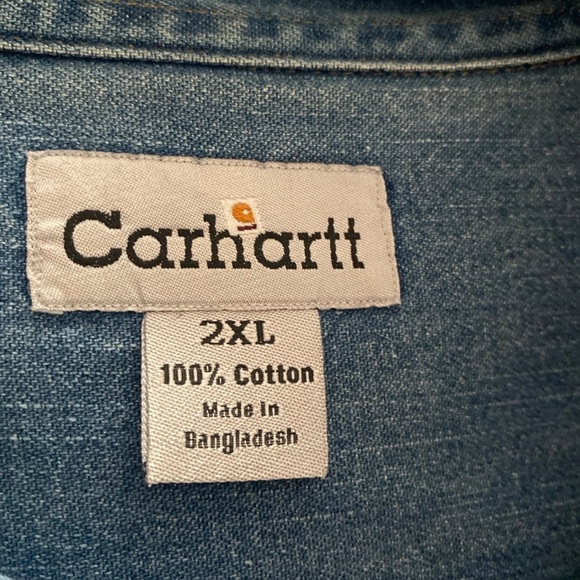 Carhartt Blue Heavy Denim Button Down Shirt Men’s Size 2XL(See Photos For Flaws) - Picture 6 of 7